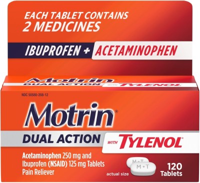 Motrin Dual Action with Tylenol — ибупрофен и ацетаминофен (120 таб)